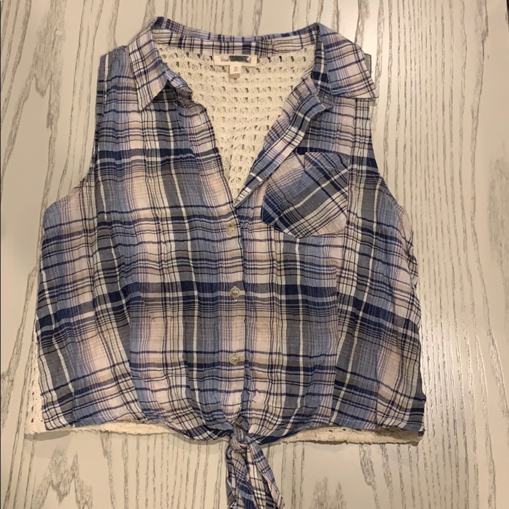 half plaid/knitted top
